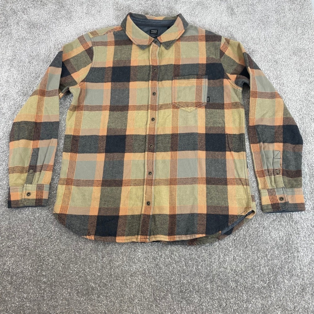 Prana Flannel Shirt Womens Large Golden Canyon Organic Cotton Plaid Fall - Picture 2 of 13